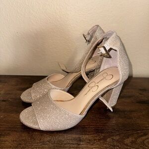 Gold sparkling heels